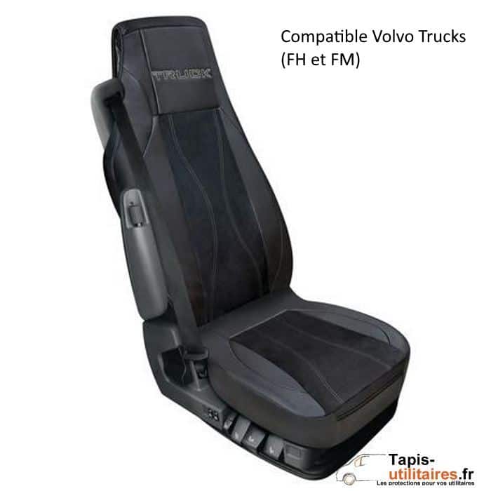 Housse De Lit Camion Volvo FH4/FH5 - Cuir Écologique Respirant - Coutures Bleues Et Noires
